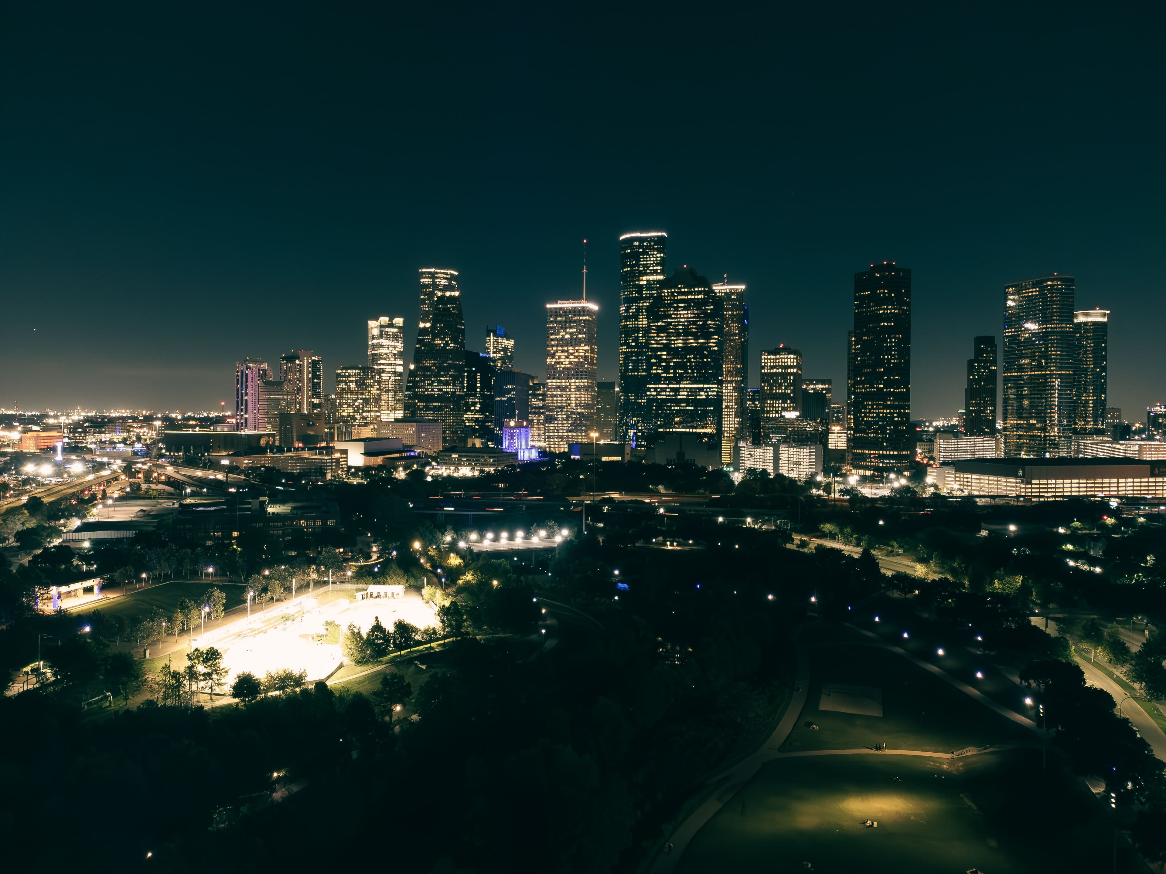 Downtown Houston, Texas skyline at night